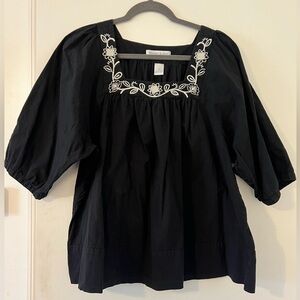 Maggie and Max Black Embroidered Women's Top Size 2X (i116)